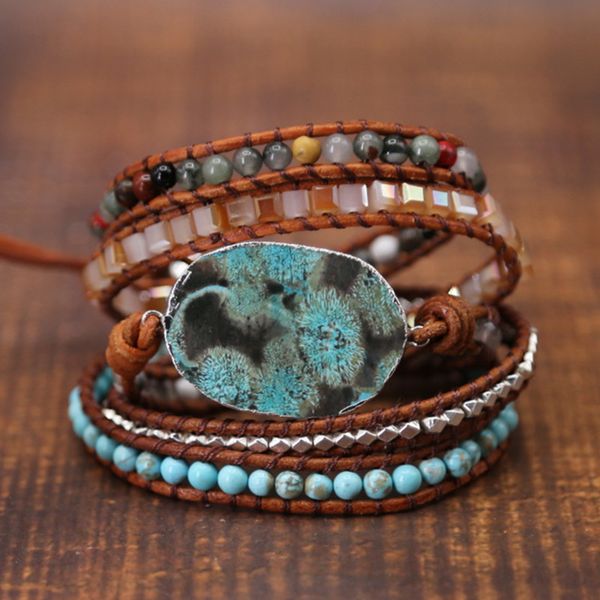 diezi bohemia ethnic ocean stone rope wrap bracelet handmade natural beads leather bracelet gift drop shipping, Silver
diezi bohemia ethnic ocean stone rope wrap bracelet handmade natural beads leather bracelet gift drop shipping, Silver