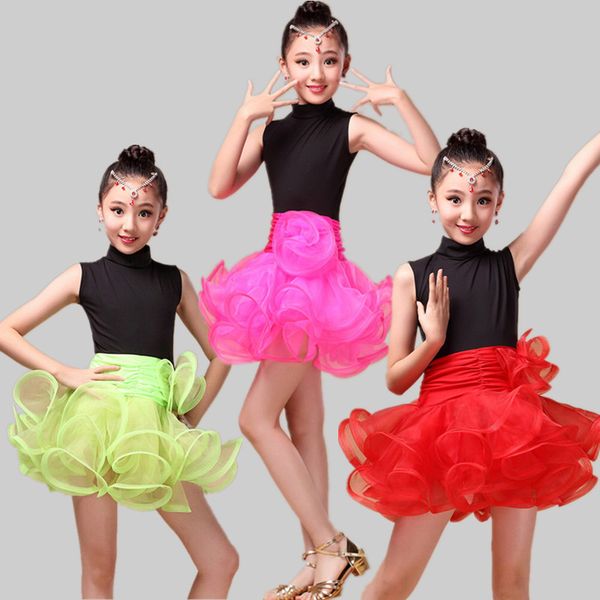new children latin dance skirt girl costumes children's spring and summer practice grading performance of clothing, Black;red
new children latin dance skirt girl costumes children's spring and summer practice grading performance of clothing, Black;red