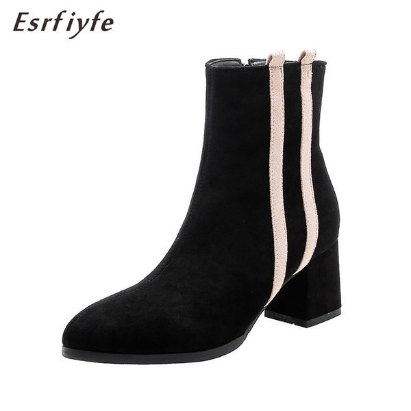 esrfiyfe 2020 new brand women's ankle boots zipper square heels pointed toe for ladies side zippers footwear women's shoes mujer, Black
esrfiyfe 2020 new brand women's ankle boots zipper square heels pointed toe for ladies side zippers footwear women's shoes mujer, Black