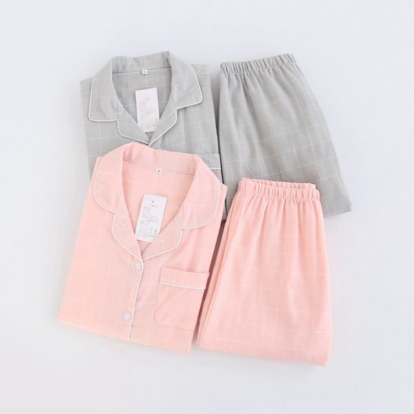 women's plaid buttons pocket full sleeve long pants pajama suits loose soft cotton female sleepwear spring fall lady's homewear, Blue;gray
women's plaid buttons pocket full sleeve long pants pajama suits loose soft cotton female sleepwear spring fall lady's homewear, Blue;gray