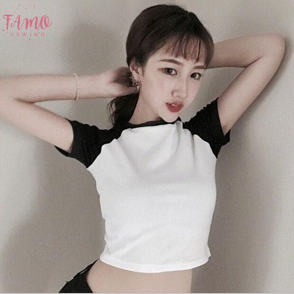 spring summer new women t shirt patchwork color short sleeve o neck short length women casual slim t shirt femme, White
spring summer new women t shirt patchwork color short sleeve o neck short length women casual slim t shirt femme, White