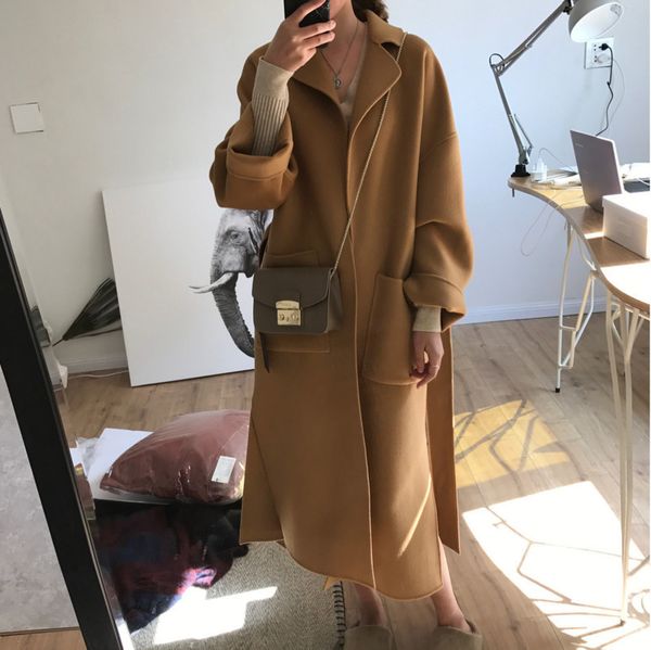 2019 new spring high street fashion women woolen two side loose trench jacket turn-down collar batwing sleeves r063, Black
2019 new spring high street fashion women woolen two side loose trench jacket turn-down collar batwing sleeves r063, Black