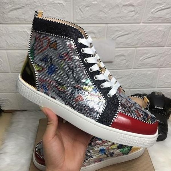 leather red bottom designer shoes 2019 high cut spike cow sedue calf sneaker luxury party wedding shoes genuine leather casual shoes, Black 
leather red bottom designer shoes 2019 high cut spike cow sedue calf sneaker luxury party wedding shoes genuine leather casual shoes, Black
