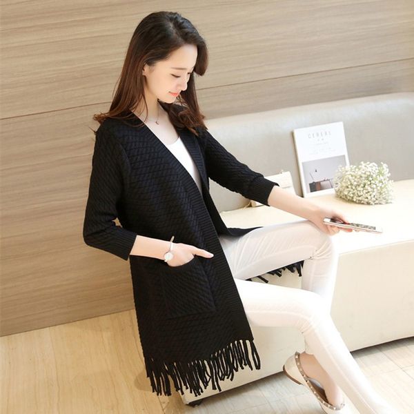 women's knits & tees autumn women spring knit sweater cardigan jackets tassel casual medium length slim coats c 590, White
women's knits & tees autumn women spring knit sweater cardigan jackets tassel casual medium length slim coats c 590, White