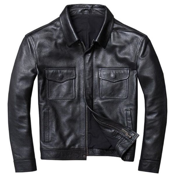 autumn winter men's leather jacket vintage casual motorcycle genuine leather coat men slim windproof big size leren jas mannen, Black
autumn winter men's leather jacket vintage casual motorcycle genuine leather coat men slim windproof big size leren jas mannen, Black