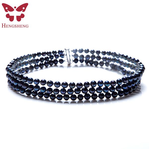 classic black 40cm 3-layer women pearl choker necklace with 6-7mm round natural freshwater pearl for women wedding gift 2019, Silver
classic black 40cm 3-layer women pearl choker necklace with 6-7mm round natural freshwater pearl for women wedding gift 2019, Silver