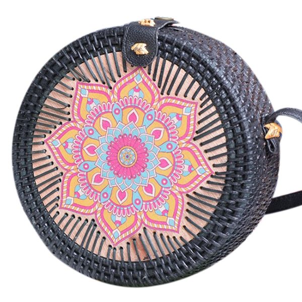 hand knitted circular woven rattan bag black retro natural straw handbag, satchel gift for women
hand knitted circular woven rattan bag black retro natural straw handbag, satchel gift for women