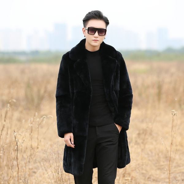 real genunie natural men's rex fur coat english-collar long fashion jacket warm winter custom any size, Black
real genunie natural men's rex fur coat english-collar long fashion jacket warm winter custom any size, Black