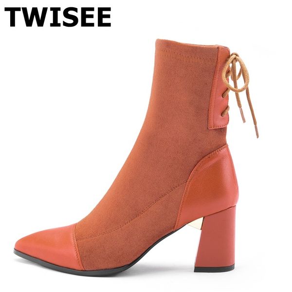 women mid calf boots cross tied new style zapatos mujer pumps fashion point toe woman casual shoes comfort hoof heels 6.5 cm, Black
women mid calf boots cross tied new style zapatos mujer pumps fashion point toe woman casual shoes comfort hoof heels 6.5 cm, Black