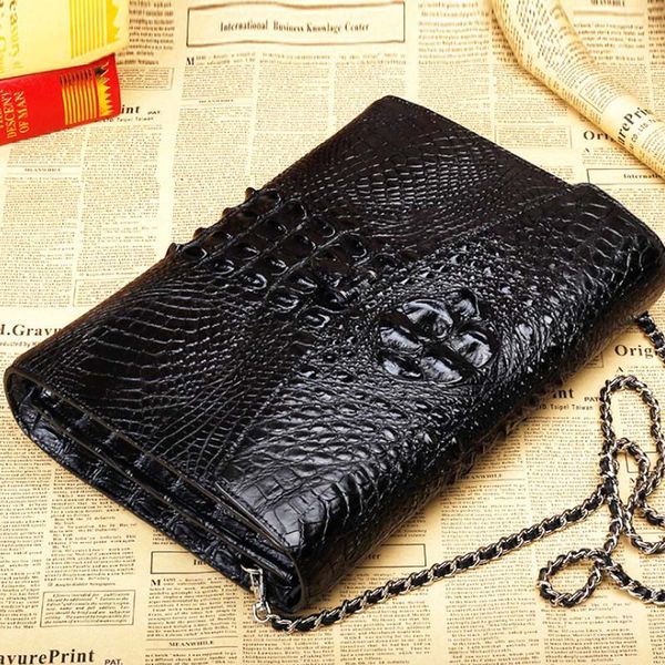 ourui summer new true crocodile men chain bag female bag genuine leather flip single shoulder female men