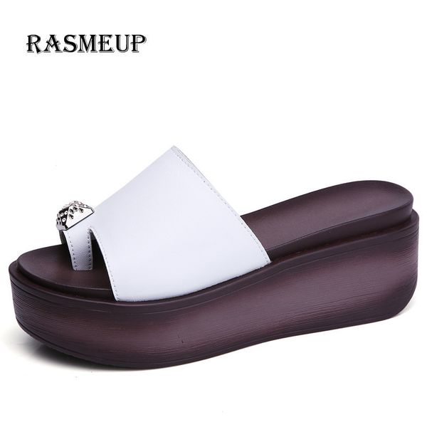 rasmeup genuine leather women's platform flip flops 2018 fashion wedges women beach slippers thick soled woman summer shoes, Black
rasmeup genuine leather women's platform flip flops 2018 fashion wedges women beach slippers thick soled woman summer shoes, Black