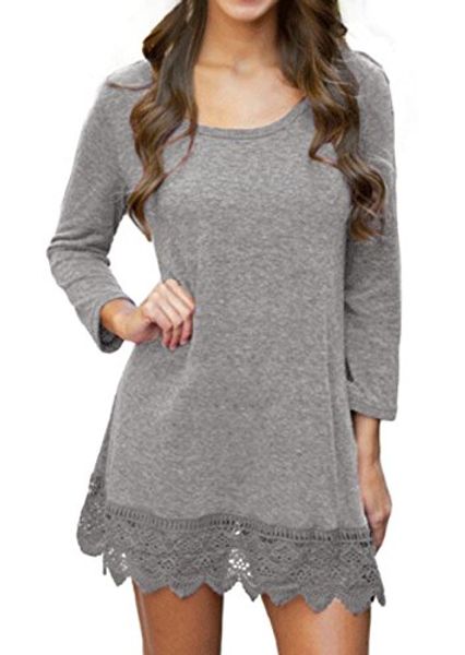 pozon women's long & short sleeve a-line lace stitching trim casual dress, Black;gray
pozon women's long & short sleeve a-line lace stitching trim casual dress, Black;gray