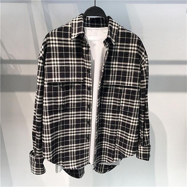 casual shirts fashion loose lapel neck single breasted mens cardigan shirts casual males clothing plaid print mens, White;black
casual shirts fashion loose lapel neck single breasted mens cardigan shirts casual males clothing plaid print mens, White;black