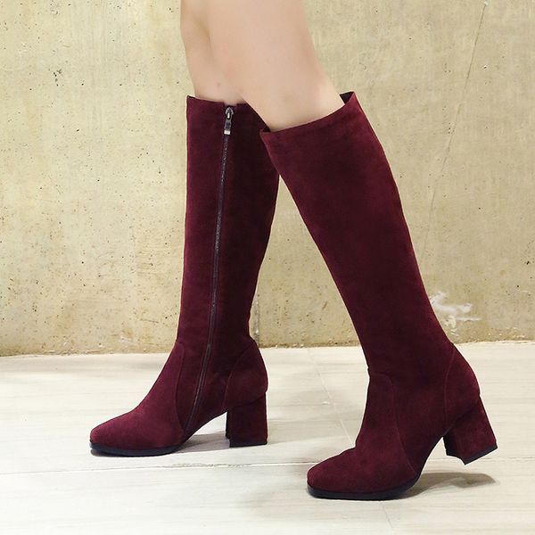 leather knee-high boots women shoes thick heel fashion luxury winter booties lady zipper round toe nubuck leather footwear shoes, Black
leather knee-high boots women shoes thick heel fashion luxury winter booties lady zipper round toe nubuck leather footwear shoes, Black