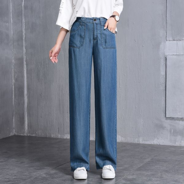 women's spring-summer 2020 high waist jeans loose thin thin slim wide leg pants mopping pants, Blue
women's spring-summer 2020 high waist jeans loose thin thin slim wide leg pants mopping pants, Blue