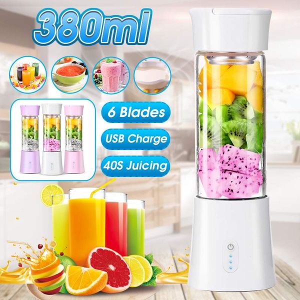 380ml 6 blades mini portable electric fruit juicer usb rechargeable smoothie maker multifunctional juice machine juicing cup
380ml 6 blades mini portable electric fruit juicer usb rechargeable smoothie maker multifunctional juice machine juicing cup