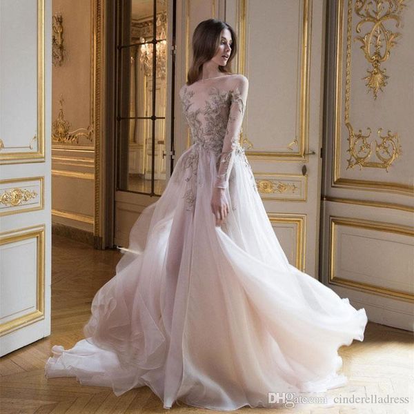 2020 paolo sebastian prom dresses with long sleeves sheer bateau neck 3d appliques evening gowns tulle sweep train a-line formal dress, Black;red
2020 paolo sebastian prom dresses with long sleeves sheer bateau neck 3d appliques evening gowns tulle sweep train a-line formal dress, Black;red
