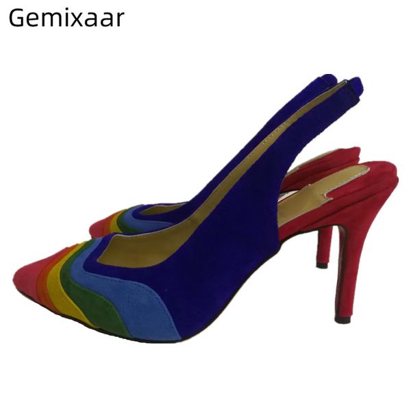 novelty rainbow pumps women slim shallow slingbacks ladies party zapato de mujer point toe high gladiator heel pumps woman 35-43, Black
novelty rainbow pumps women slim shallow slingbacks ladies party zapato de mujer point toe high gladiator heel pumps woman 35-43, Black