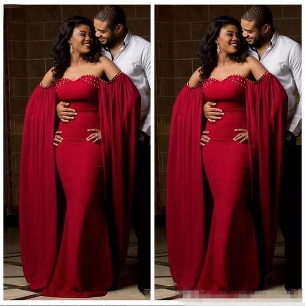 2019 dark red saudi arabic evening dresses with wrap mermaid sweep train beaded off the shouder prom formal gowns, Black;red
2019 dark red saudi arabic evening dresses with wrap mermaid sweep train beaded off the shouder prom formal gowns, Black;red