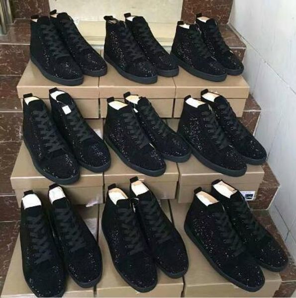 new mens women black suede with gray white rhinestone high fashion red bottom sneakers luxury design casual shoes size 36-46
new mens women black suede with gray white rhinestone high fashion red bottom sneakers luxury design casual shoes size 36-46
