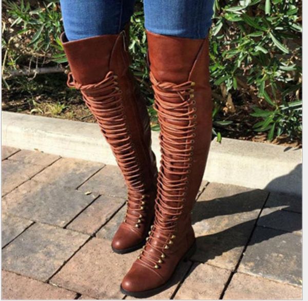 autumn and winter new boots pure color over the knees solid color lace boots, Black
autumn and winter new boots pure color over the knees solid color lace boots, Black