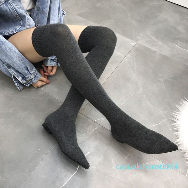 stretch fabrics women's over the knee boots pointed toe 2 colors knitting thread flat boots niufuni spring winter woman shoes c03, Black
stretch fabrics women's over the knee boots pointed toe 2 colors knitting thread flat boots niufuni spring winter woman shoes c03, Black