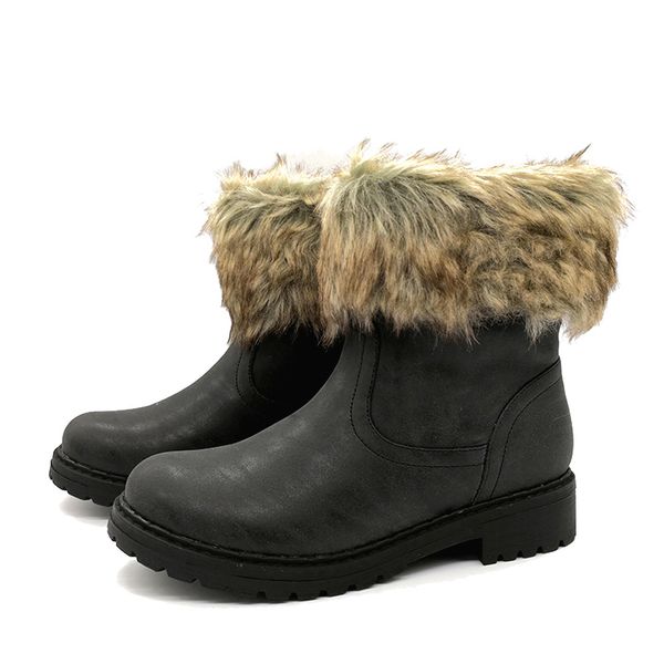 women's short boots warm fur 2019 winter snow boot low heel suede mid tube shoes platforms fashion retro outdoor boot, Black
women's short boots warm fur 2019 winter snow boot low heel suede mid tube shoes platforms fashion retro outdoor boot, Black