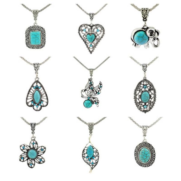 Vintage turquoise Long Necklaces Square Elephant Heart Leaves flower Pendant Sweater chains For women Fashion Jewelry Gift 
Vintage turquoise Long Necklaces Square Elephant Heart Leaves flower Pendant Sweater chains For women Fashion Jewelry Gift