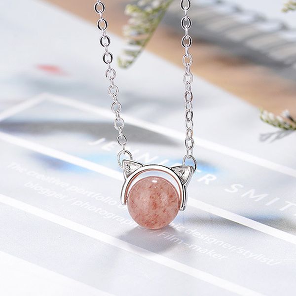 cute crystal cat clavicle chain women necklace simple kitten strawberry quartz pendant necklace fashion party jewelry gift kolye, Golden;silver
cute crystal cat clavicle chain women necklace simple kitten strawberry quartz pendant necklace fashion party jewelry gift kolye, Golden;silver