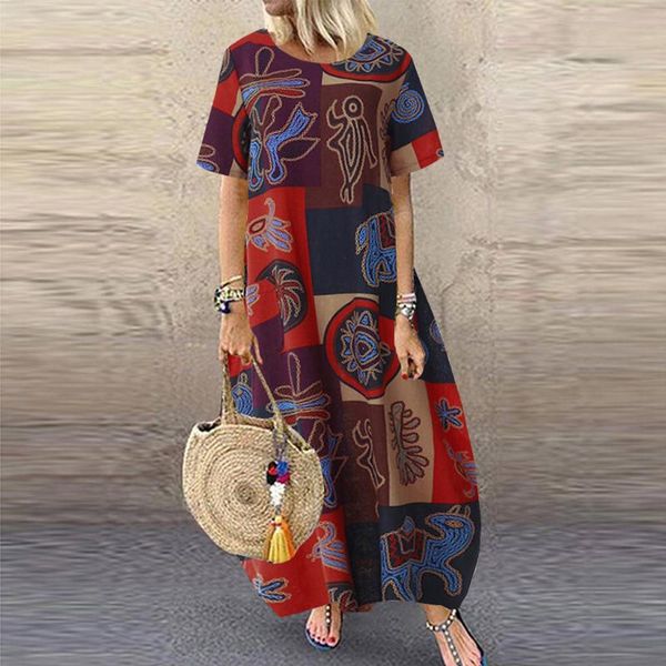 casual dresses summer dress beach robe women plus size o-neck print vintage short sleeve loose long for vestidos, Black;gray
casual dresses summer dress beach robe women plus size o-neck print vintage short sleeve loose long for vestidos, Black;gray