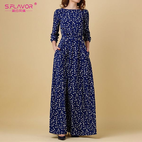 s.flavor vintage print long dress women casual spring summer dress elegant o neck ladies maxi vestidos no pockets, Black;gray
s.flavor vintage print long dress women casual spring summer dress elegant o neck ladies maxi vestidos no pockets, Black;gray
