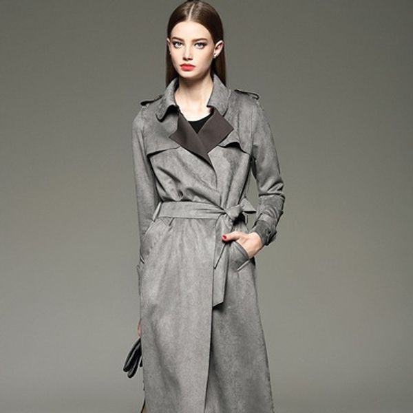 women's fashion long slim suede trench autumn winter long coats solid sleeve sashes overcoats gray red camel, Tan;black
women's fashion long slim suede trench autumn winter long coats solid sleeve sashes overcoats gray red camel, Tan;black