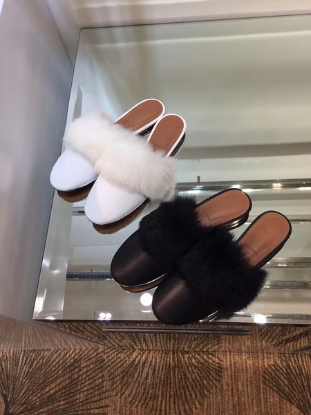 new winter 2020 ladies slipper with leather flat bottom rabbit hair slippers and half slippers with low-heeled steamed stuffed bun slippers, Black
new winter 2020 ladies slipper with leather flat bottom rabbit hair slippers and half slippers with low-heeled steamed stuffed bun slippers, Black