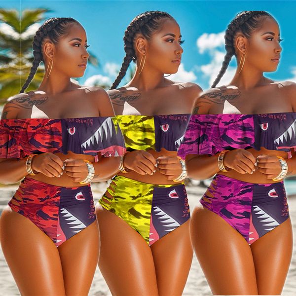 women 2 piece swimwear flounce hipster bikini set swimsuit camo shark beachwear swim bathing suit playsuit d6204, White
women 2 piece swimwear flounce hipster bikini set swimsuit camo shark beachwear swim bathing suit playsuit d6204, White