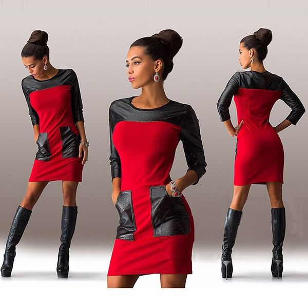 spring autumn 2020 women dress pu leather stitching contrast color hip dress fashion slim long sleeve bag hip women, Black;gray
spring autumn 2020 women dress pu leather stitching contrast color hip dress fashion slim long sleeve bag hip women, Black;gray