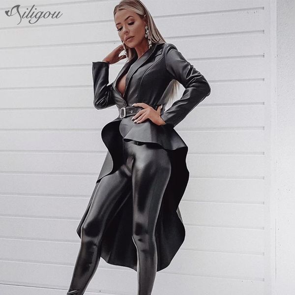 ailigou 2019 fashion winter pu leather women's windbreaker lapel long sleeve belt irregular hem windbreaker women, Tan;black
ailigou 2019 fashion winter pu leather women's windbreaker lapel long sleeve belt irregular hem windbreaker women, Tan;black