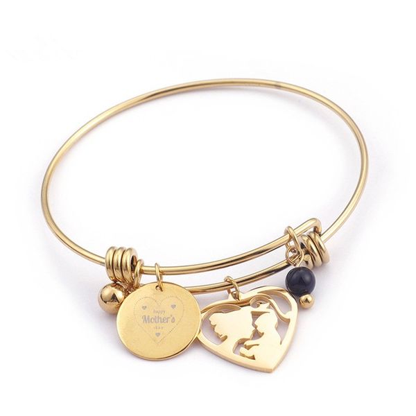 gold silver stainless steel mother & baby charm bracelet & bangle for women 64mm heart charm wrist bracelet mother's day gifts, Black
gold silver stainless steel mother & baby charm bracelet & bangle for women 64mm heart charm wrist bracelet mother's day gifts, Black