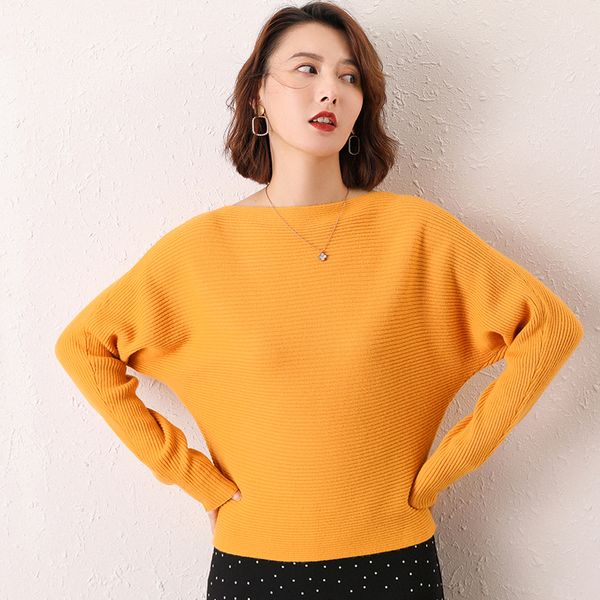 women's cashmere sweater 2019 new solid color word collar knitwear casual knit pullover long sleeve bat wool sweather, White;black
women's cashmere sweater 2019 new solid color word collar knitwear casual knit pullover long sleeve bat wool sweather, White;black