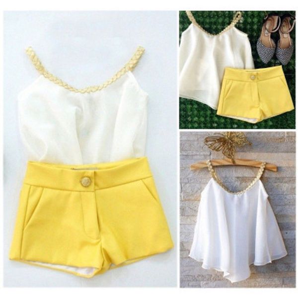joyinparty fashion baby kids clothes girls outfits chiffon sleeveless shirt+ yellow pants shorts summer girls 2pcs outfits s, White
joyinparty fashion baby kids clothes girls outfits chiffon sleeveless shirt+ yellow pants shorts summer girls 2pcs outfits s, White
