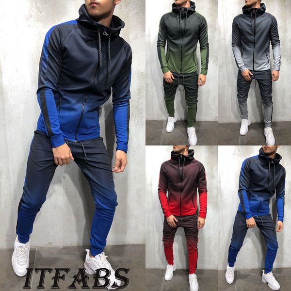 2019 fashion men tracksuit sets slim fit jogging tracksuit sports gym sweat suit athletic apparel outfit men discolor set, Gray
2019 fashion men tracksuit sets slim fit jogging tracksuit sports gym sweat suit athletic apparel outfit men discolor set, Gray