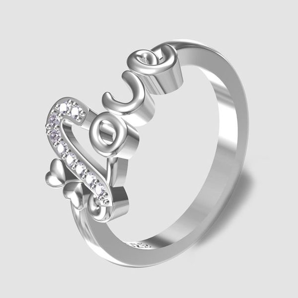 love heart-shaped women rings with zircon european creative english letter engagement rings birthday gifts promise jewelry anel, Silver
love heart-shaped women rings with zircon european creative english letter engagement rings birthday gifts promise jewelry anel, Silver