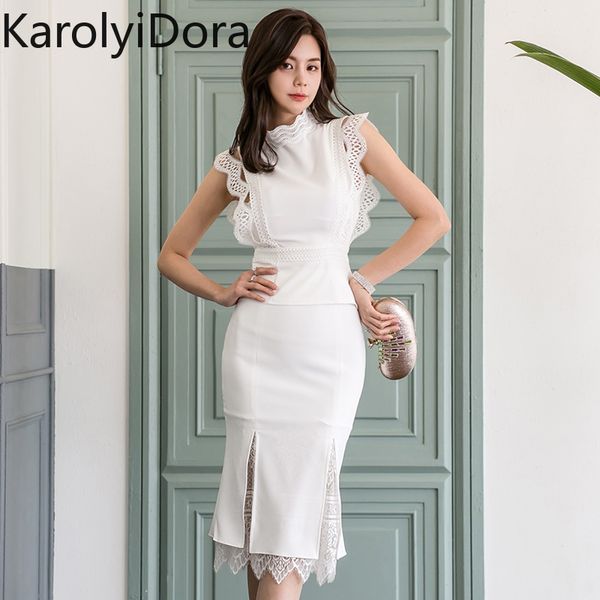 elegant women 2 pieces set slim waist lace patchwork & high waist split bodycon skirt female set style women two pieces, White
elegant women 2 pieces set slim waist lace patchwork & high waist split bodycon skirt female set style women two pieces, White