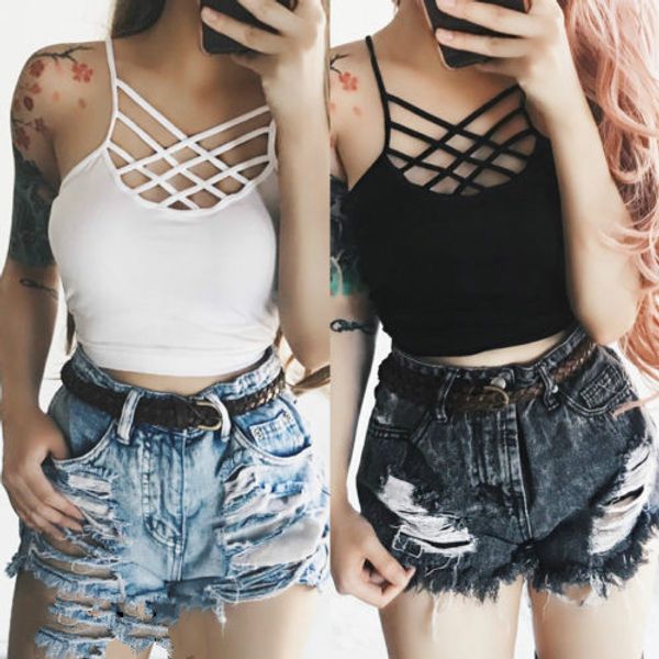 women's lady bandage crop summer v neck vest camisole sleeveless shirt tank solid casual clothing, White
women's lady bandage crop summer v neck vest camisole sleeveless shirt tank solid casual clothing, White