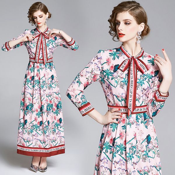 2020 fall runway letter floral print maxi dress women bow collar ribbon tie neck long sleeve party collect waist long dress, Black;gray
2020 fall runway letter floral print maxi dress women bow collar ribbon tie neck long sleeve party collect waist long dress, Black;gray