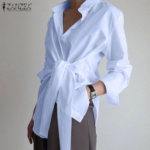 fashion women long sleeve blouse casual lace up shirts elegant lapel neck ol asymmetric, White
fashion women long sleeve blouse casual lace up shirts elegant lapel neck ol asymmetric, White