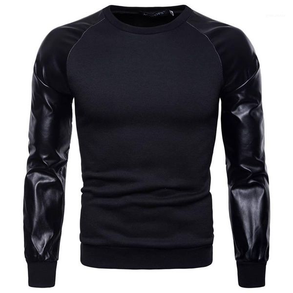 color sweatshirts pullover long sleeve spliced pu tees function fashion casual mens apparel mens designer contrast, Black
color sweatshirts pullover long sleeve spliced pu tees function fashion casual mens apparel mens designer contrast, Black