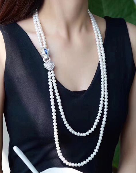 natural 7-8mm freshwater pearl double layer sweater chain long leopard head multi layer necklace 25inch bracelet women's gif, Black
natural 7-8mm freshwater pearl double layer sweater chain long leopard head multi layer necklace 25inch bracelet women's gif, Black