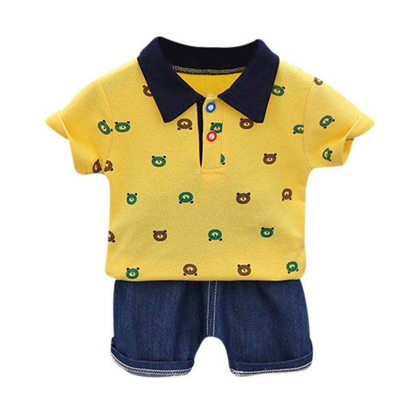 fashion boy summer cute simple bear letter embroidery lapel short sleeve shorts suit, White
fashion boy summer cute simple bear letter embroidery lapel short sleeve shorts suit, White