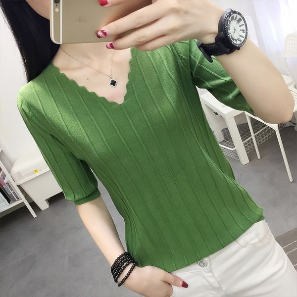 very t- immortal slim sleeve base t-shirt female foreign style v-neck solid color knitted shirt student top, White
very t- immortal slim sleeve base t-shirt female foreign style v-neck solid color knitted shirt student top, White