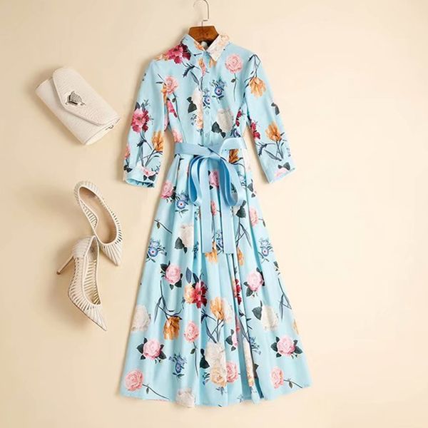 new european and american women's dresses for spring 2020 seven - cent sleeve lapels rose printed lace-up fashionable dress, Black;gray
new european and american women's dresses for spring 2020 seven - cent sleeve lapels rose printed lace-up fashionable dress, Black;gray